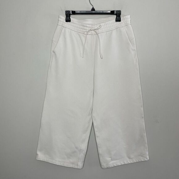 LULULEMON Loungeful Pant Women 10 Ivory Crop Wide Leg Drawstring Pockets Comfort - Picture 1 of 10